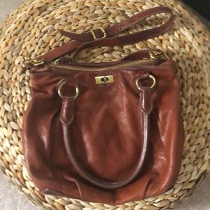 All leather j crew handbag, Cognac brown